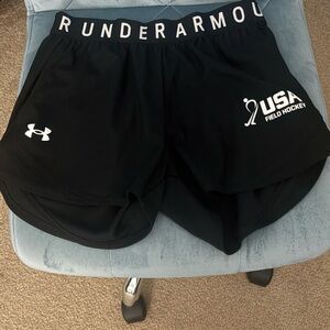 Under Armour Women's Black Athletic Shorts with USA field hockey logo